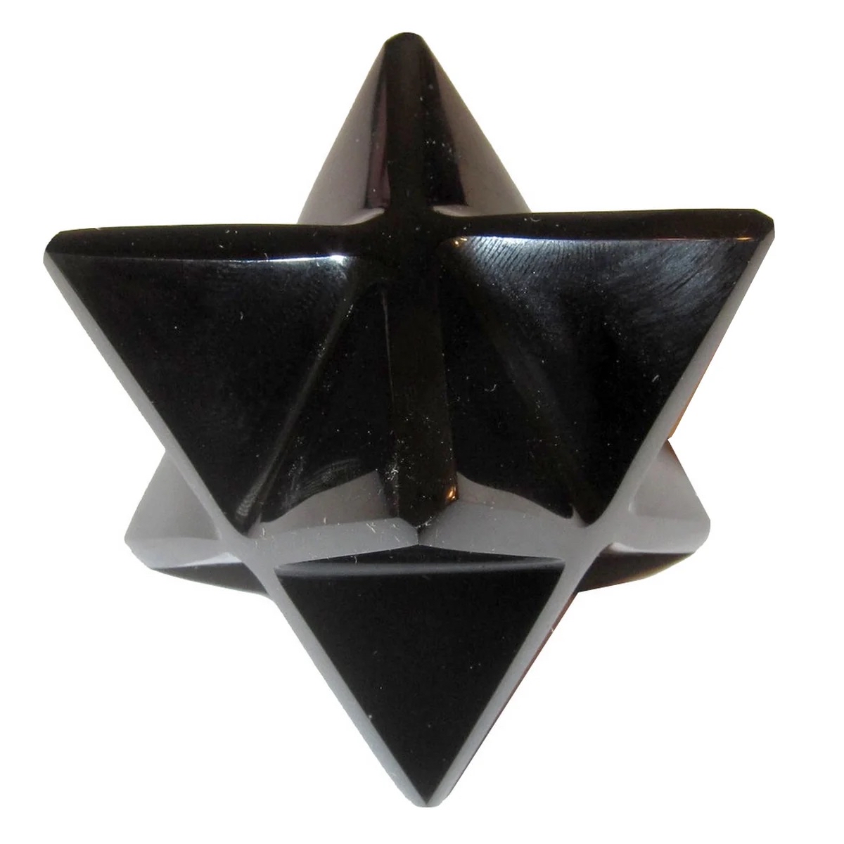 Black Tourmaline Destiny 3 Ghost Merkaba Star  Polished Palm Stone