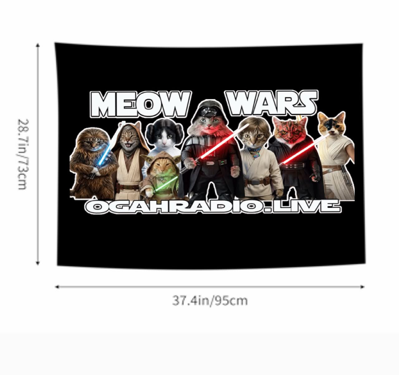 OGAHRADIO.live - Meow Wars Tapestry Wall Hanging/Flag - Image 2