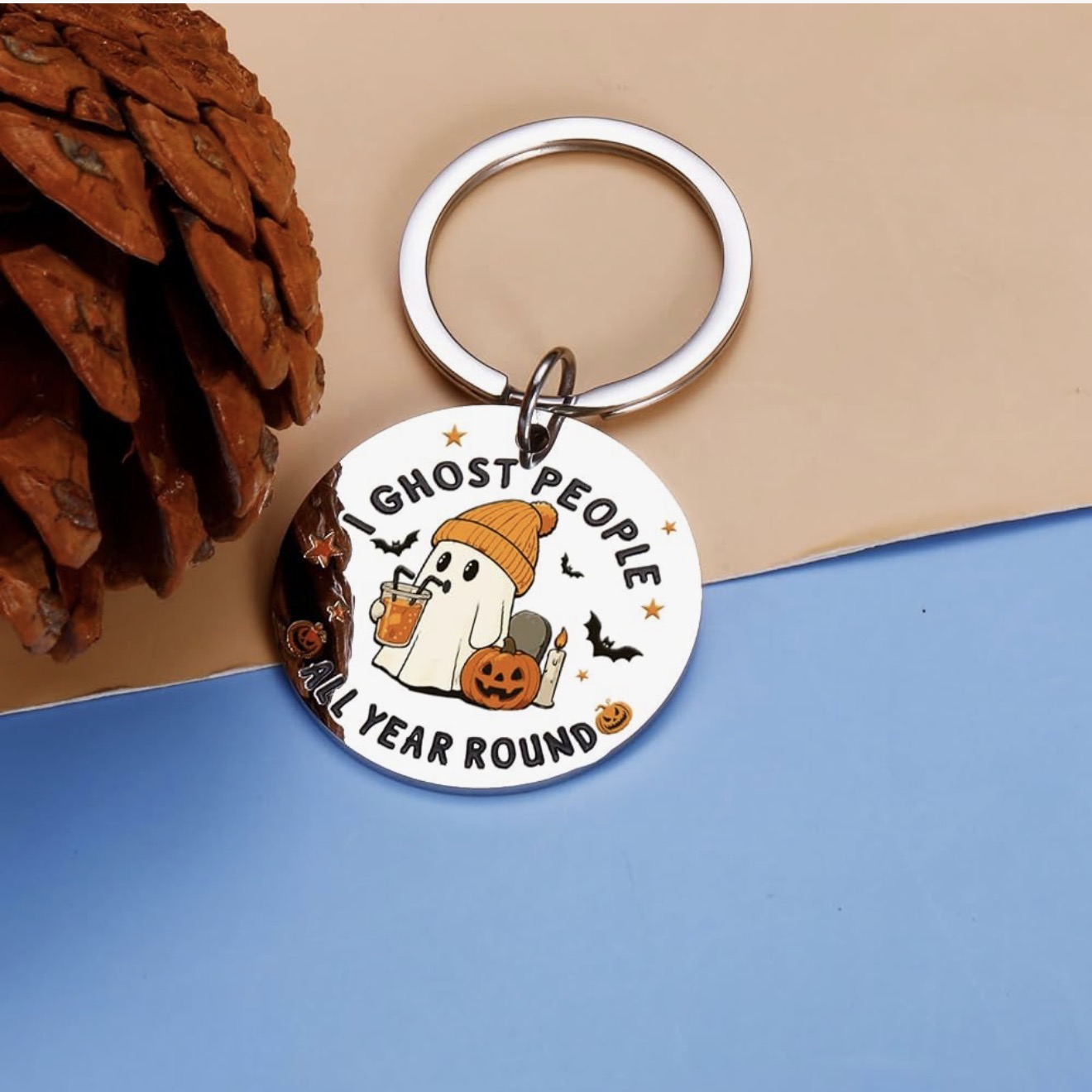 "I Ghost People All Year Round" Charm Keychain (CaddyMeng) this-is-not-ok.com - Image 4
