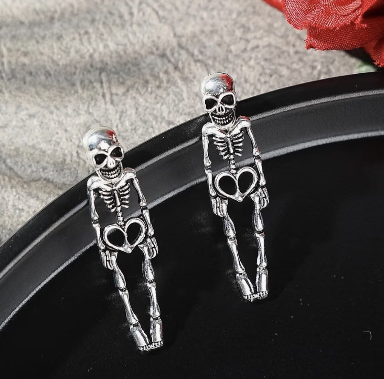 Gothic Skeleton Full Body Stud Earrings - Image 2