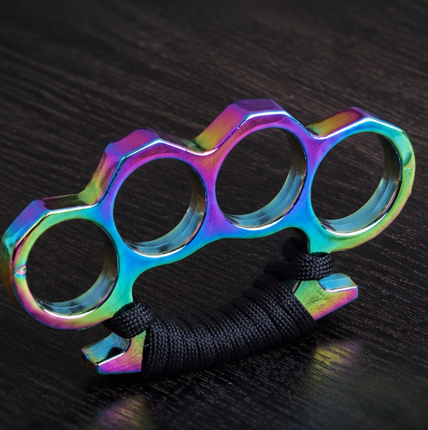 Rainbow Iridescent 3D-Printed Knuckles with Cord Grip - Image 2