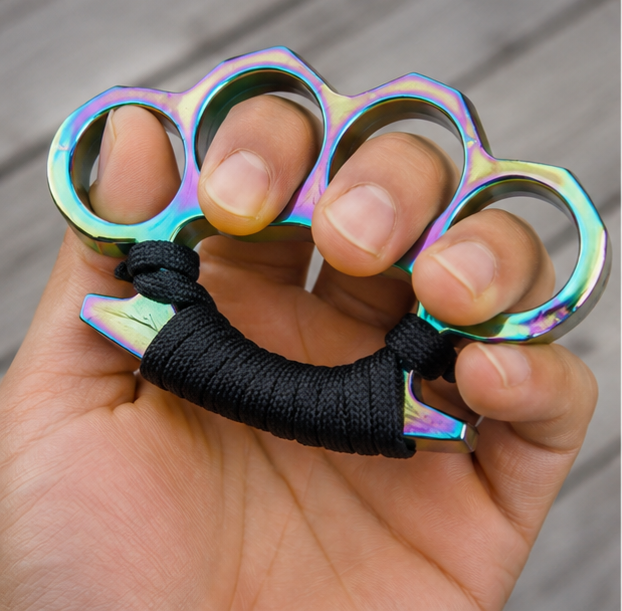 Rainbow Iridescent 3D-Printed Knuckles with Cord Grip - Image 3