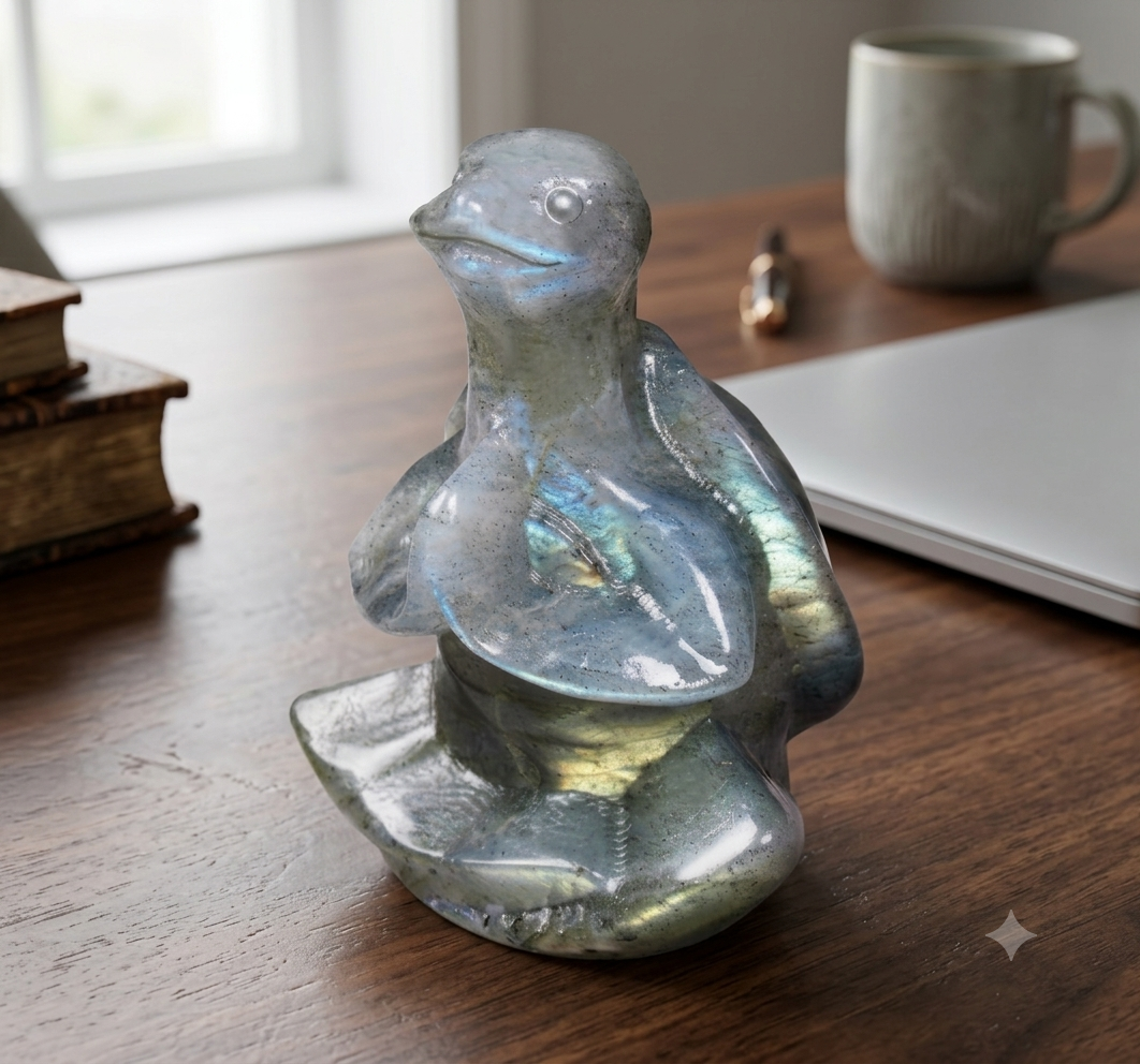 Labradorite Hand-carved Sea Turtle Meditation Crystal Yoga Sculpture - Image 3