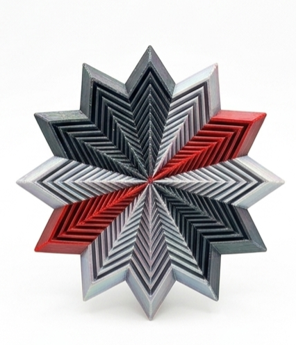 Layered 3D Printed Fidget Star — Set of 4 Designs (Full-Color USA / Primary Yellow / Iridescent Blue-Green / Red Line)