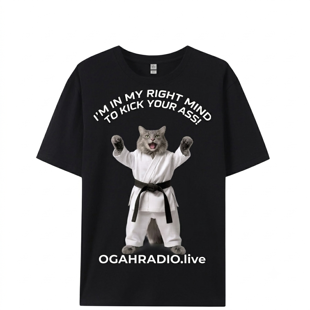 OGAHRADIO.live CaddyMeng Wahhhh Karate Tee “I’m in my right mind to kick your ass!”