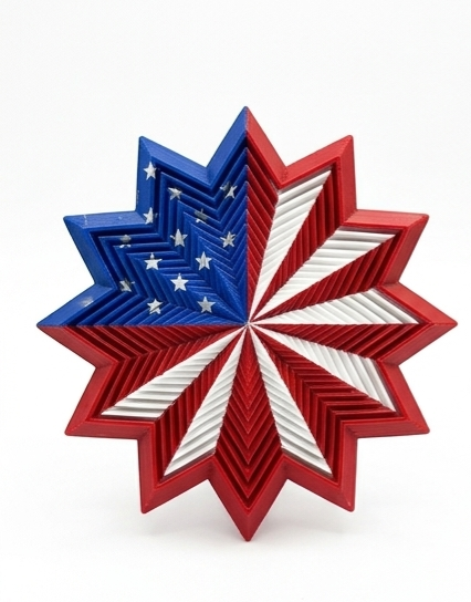 Layered 3D Printed Fidget Star — Set of 4 Designs (Full-Color USA / Primary Yellow / Iridescent Blue-Green / Red Line) - Image 4