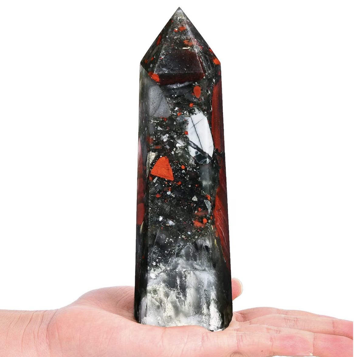 African Bloodstone Obelisk Crystal Wand